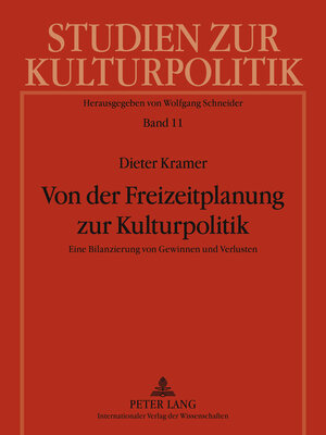 cover image of Von der Freizeitplanung zur Kulturpolitik